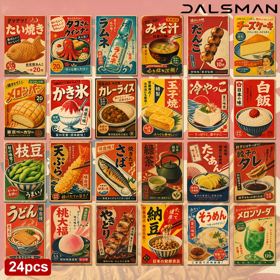 TEMU 24-pack Vintage Japanese Food Postcards Retro Style Aesthetic Stationery For And Foodies Home Decor And Travel Journaling Collection Dalsman