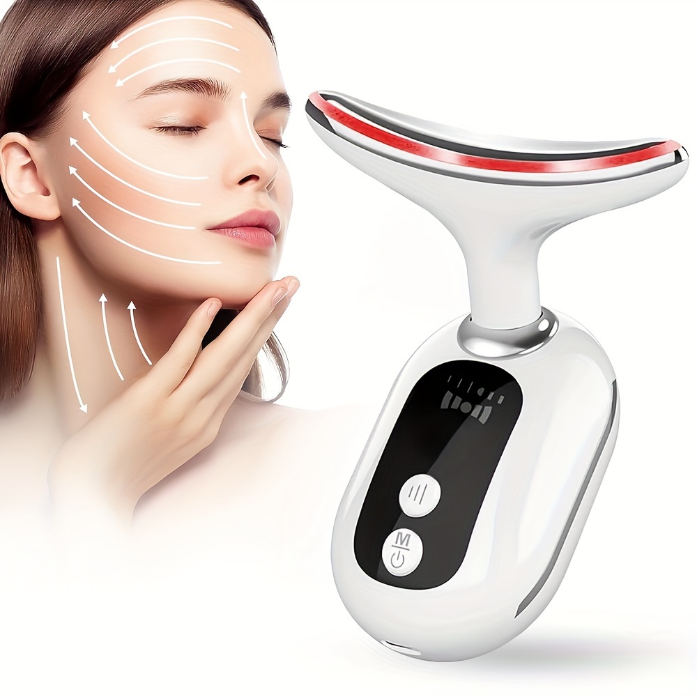 

Rechargeable Facial And Neck Massager With 3 Color Led, Neck And Facial Skin Massage Care Tool, Gifts For Women