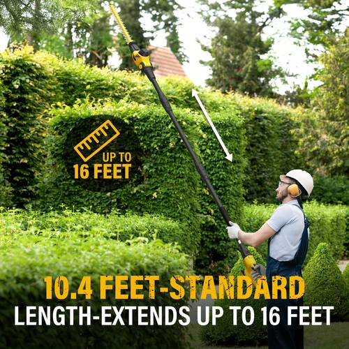 Rechargeable Utility Pole Hedge Trimmer, 9- Reach Electric Hedge Trimmer With Extension Pole And Multi-Angle Heads - Cutting Depth 20-Inch, 2×2.0Ah Batteries And Quick Charger