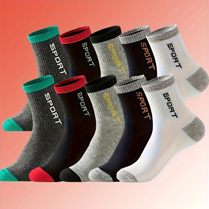 E-shop 20/10 Stück Herren Damen Studenten Sport Socken mit Buchstaben Design - Schweißabsorbierend und Geruchsresistent, Leichtes, atmungsaktives