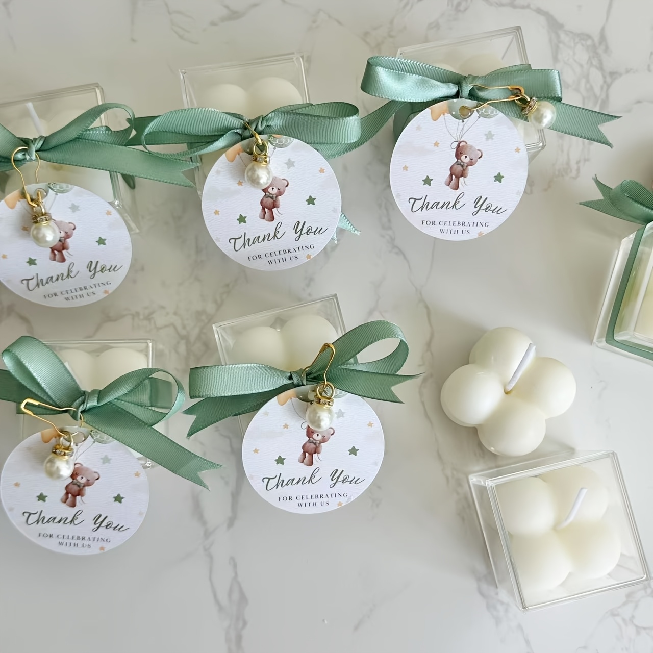 Set di 30 mini candele a bolle per bomboniere, piccole candele per ospiti, con biglietti e nastri, candele profumate per matrimoni, addio al nubilato, baby shower, feste di sesso (champagne