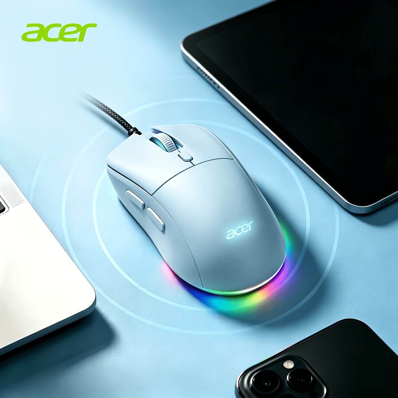 TEMU Souris filaire Acer, USB Type-A, câble de 1,5 m, bouton de à l'écran , rapide du déclencheur, contrôle facile, convient aux débutants, pour