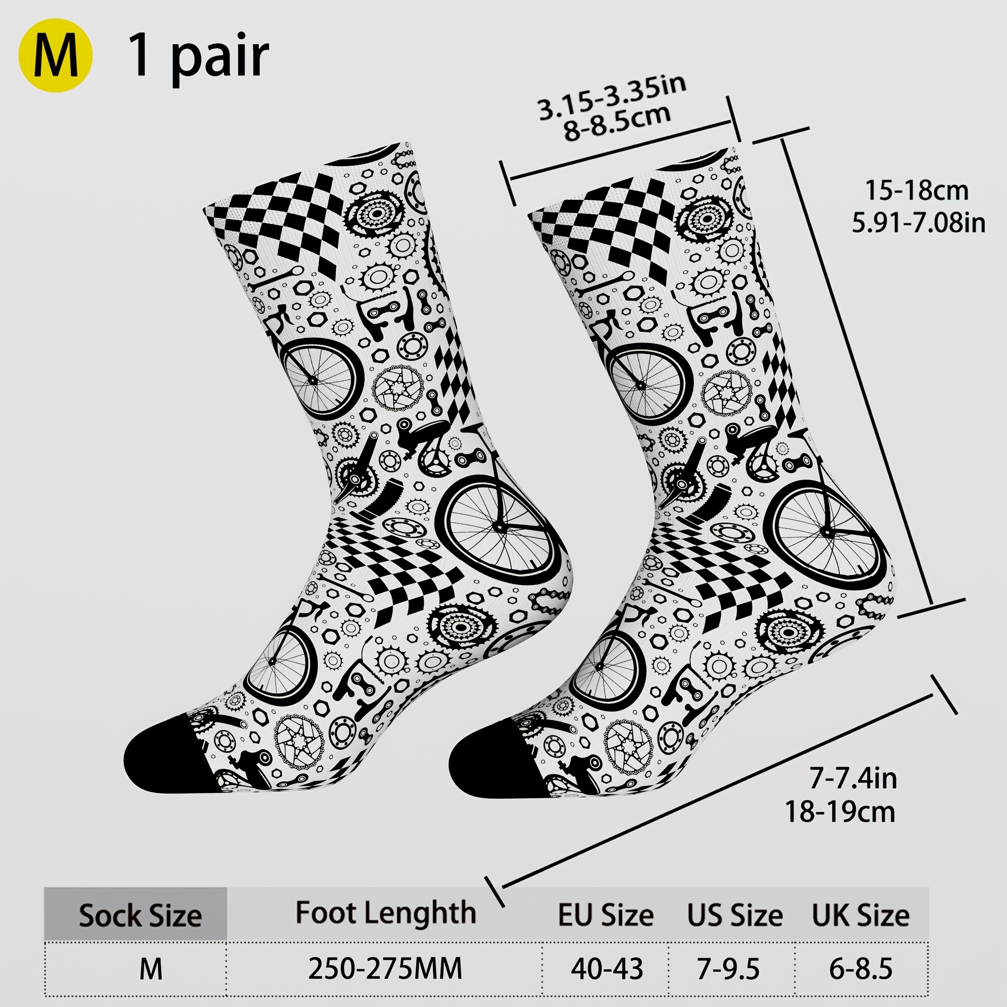 TEMU 1-pair Men's Novelty Socks With Digital And Trendy Print, , Odor Resistant, Non-binding Cuff, Suitable For Sports, Casual, Business & Parties -
