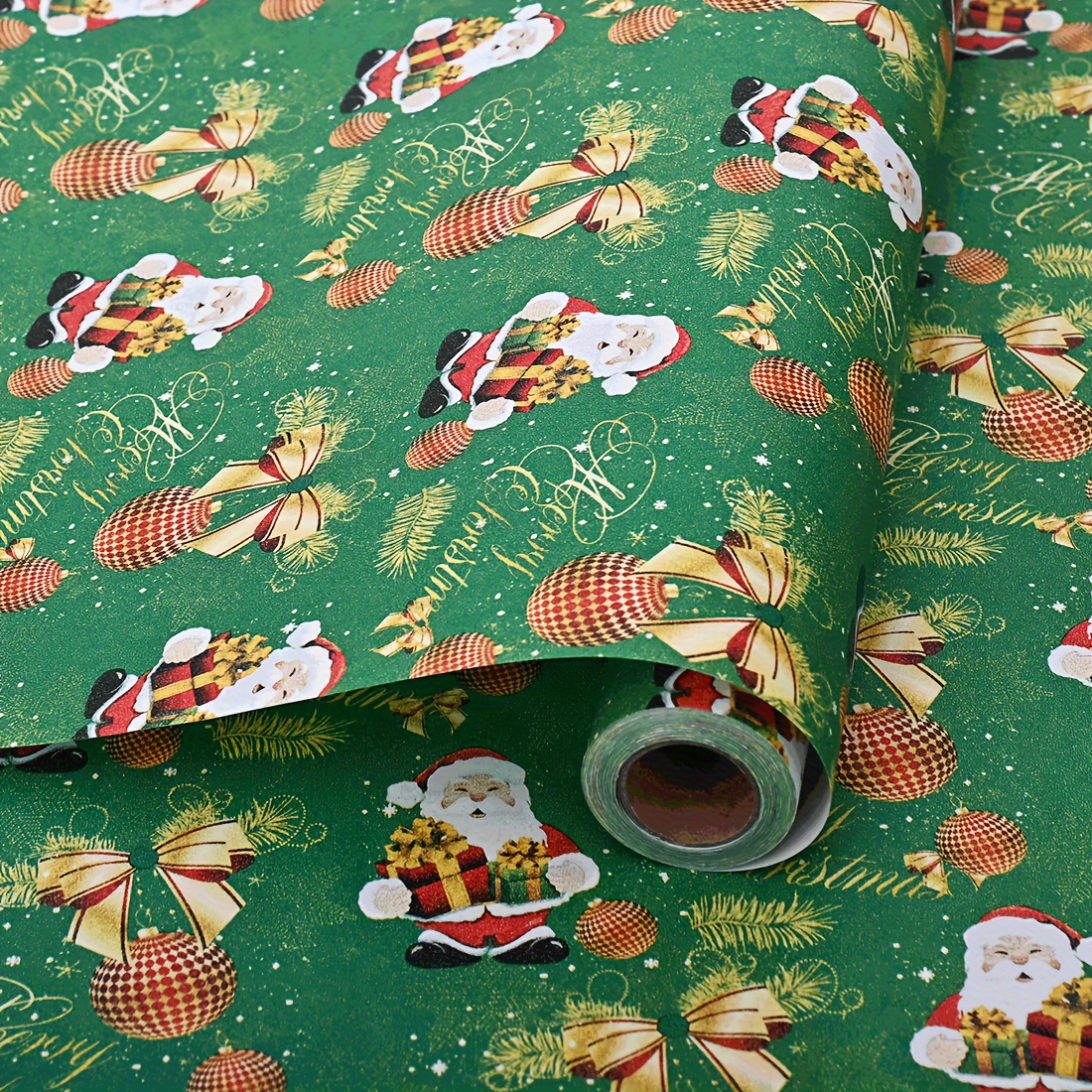 TEMU Rollo de Papel de Regalo Navideño Premium de 32.8Ft de Largo - Diseños Festivos para Empaquetado y Decoraciones de Regalos