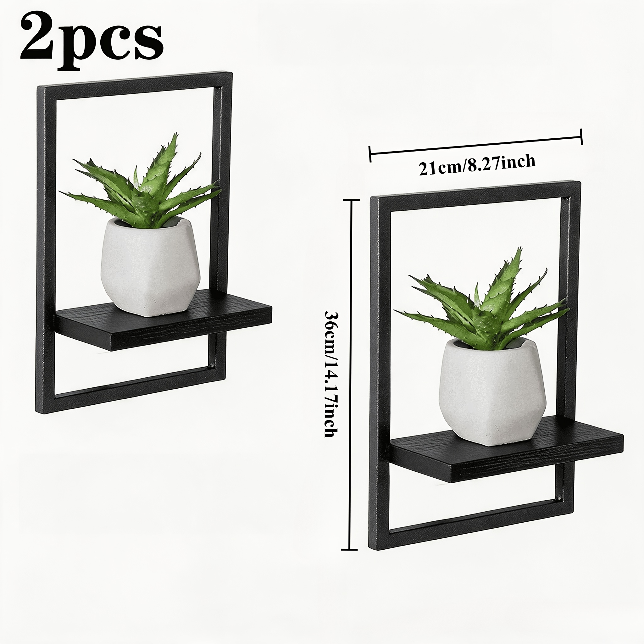 TEMU 2pcs Frame And Lightly Base Wooden Wall-mounted Shelf, Minimalist Style Floating Wooden Shelf, Halloween , Retro Wooden Hanging Display Rack,