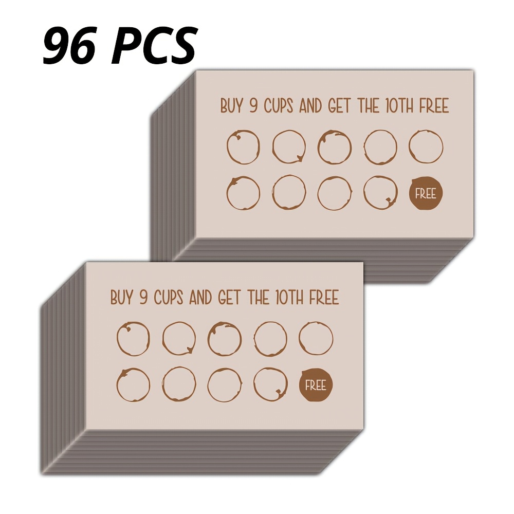 TEMU 48/96pcs Coffee Consumption Reward Stamp Cards, Stamp Collection Cards, Vintage Coffee Illustration With Simple Paper Texture, Size: 9*5.4cm /