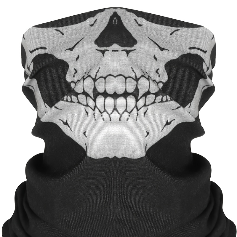 TEMU 1pc Outdoor Cycling Face Mask With Skull Pattern Cycling Headscarf Mask, Elastic Sports Headscarf Mask, Fashionable, Comfortable, Soft,