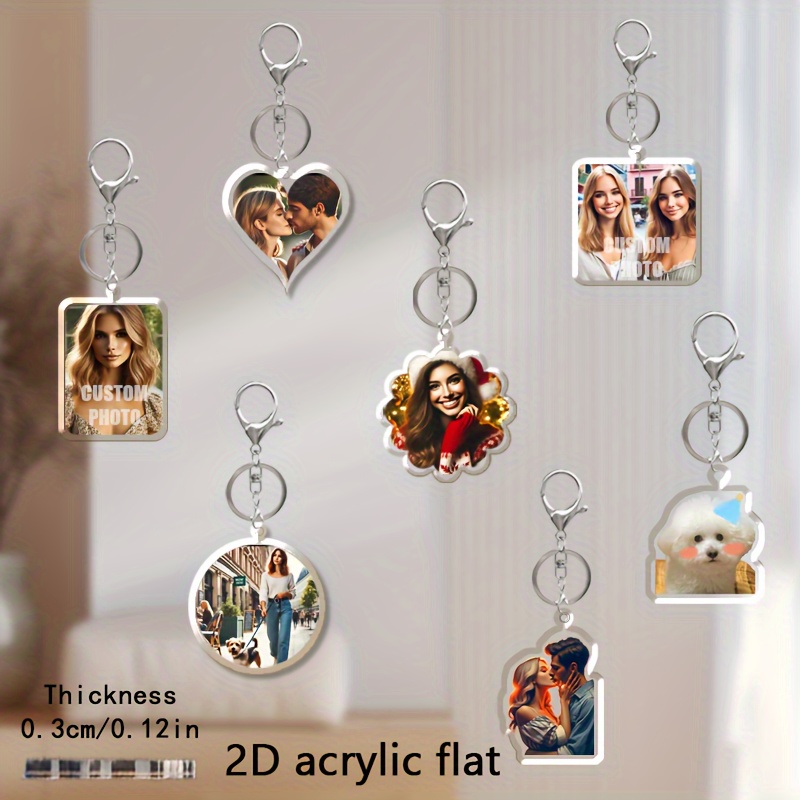 

1pc/3pcs Custom Photo Keychain, 2d Acrylic Double-sided, Personalized Backpack Pendant, Fashion Style, Handmade Wall Mount, Couples/friends/pets Commemorative Gift, Car Keyring