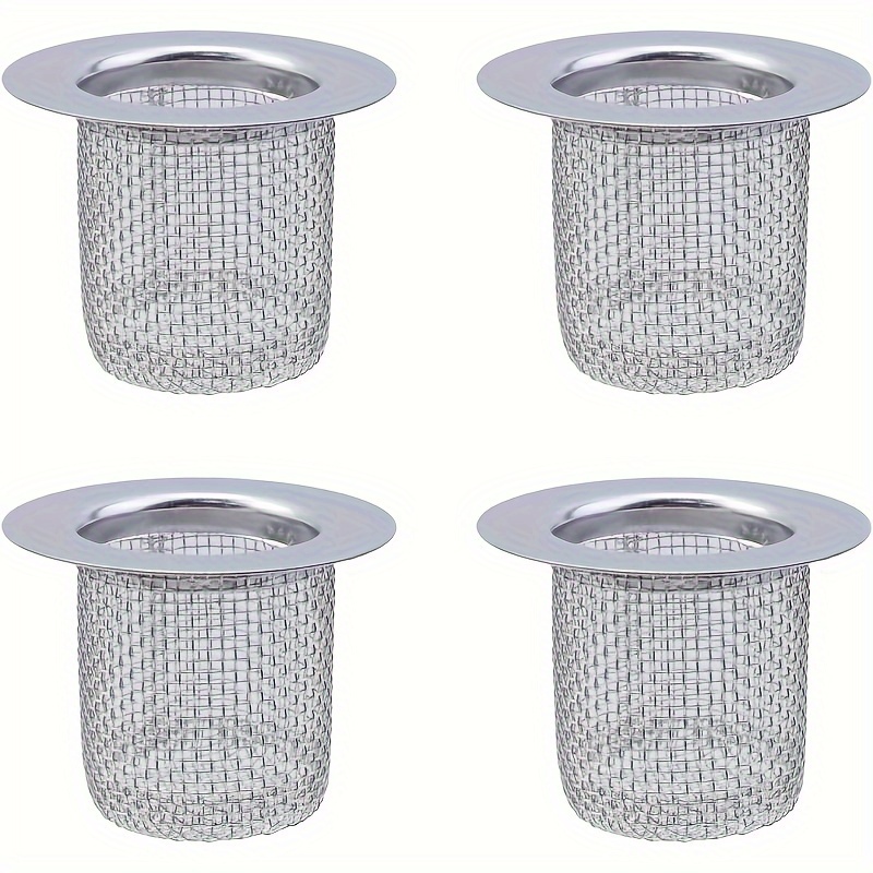 Image of Set Of 4 Bathroom Sink Drain Strainers Designed To Catch Hair, Suitable For Shower And Bathtub Drains, Made Of Deep Stainless Steel, Fitting Hole Sizes Between 1.55 Inches 8 Inches