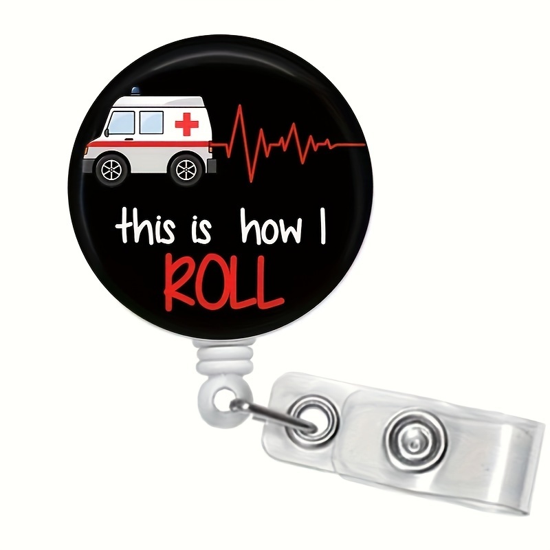 How I Roll Badge Reel - 1.5 Retractable Badge Holder - Breakaway Lanyard -  Carabiner - Stethoscope Tag - Paramedic