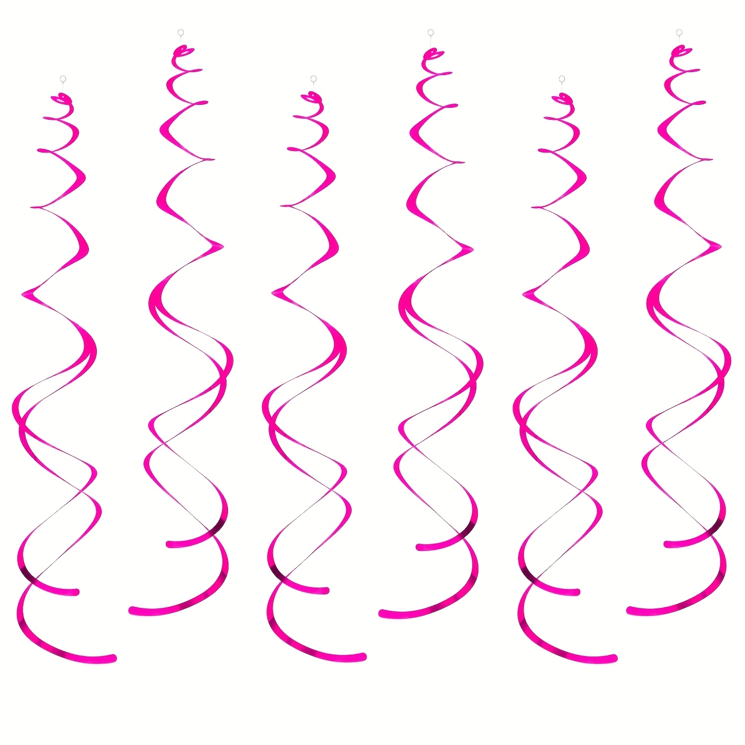 Set Of 6 Hot Pink Double-swirls Hanging Decorations, Shimmering Ceiling Decor For Birthdays, Valentine's Day, Graduations, New Year's Eve, And Weddings, Halloween Decorations & Christmas Decorations