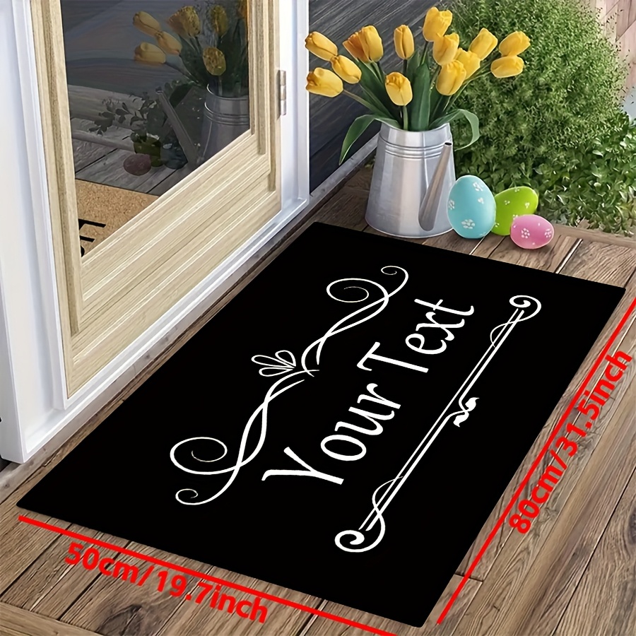 TEMU Tapis de porte personnalisé 1pc avec nom de famille - Tapis de personnalisé antidérapant avec fond en silicone, adapté pour , , à coucher, de