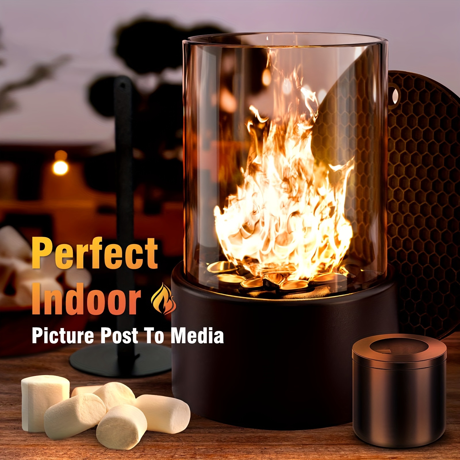 PolishFlame Polished Ethanol Tabletop Fireplace