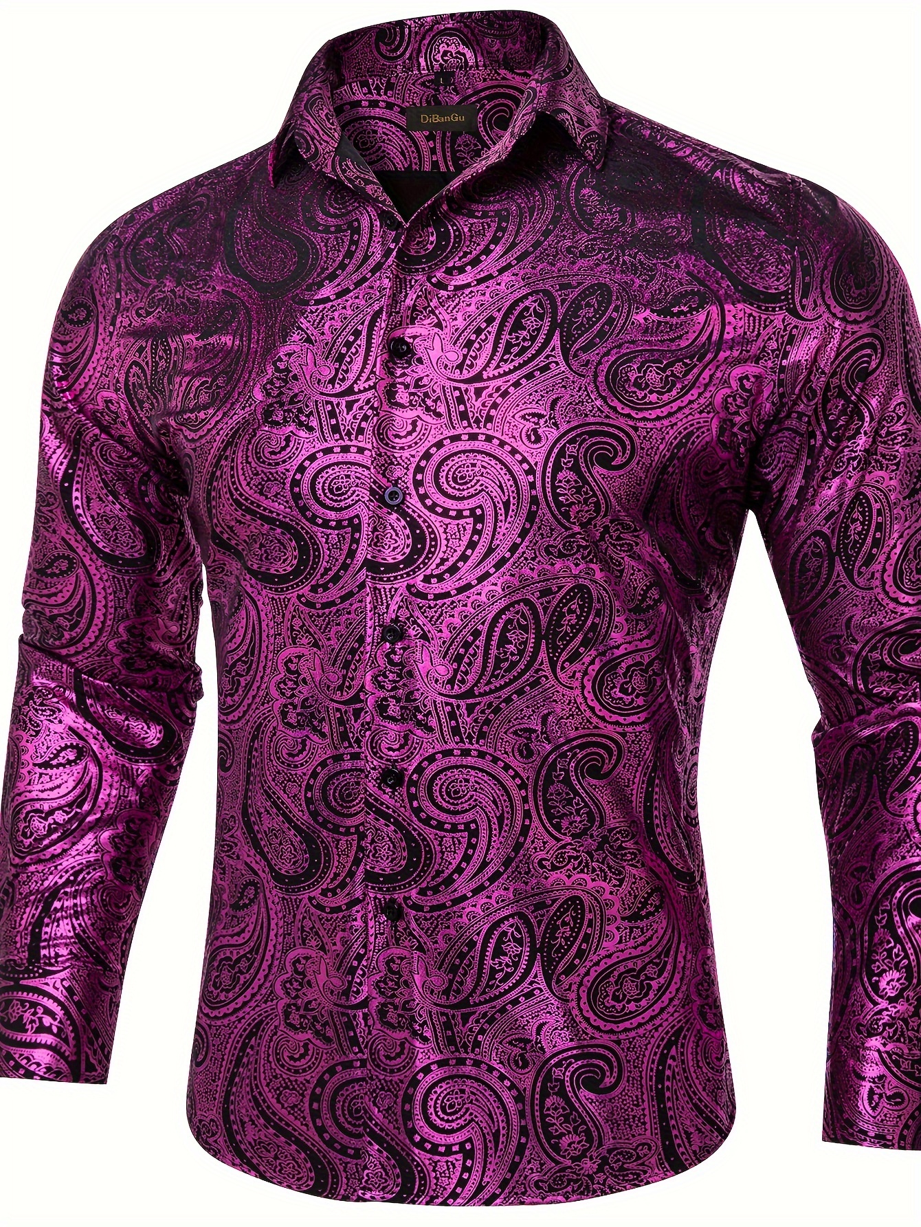 men's dress shirt button casual jacquard shirts purple long sleeve shirt  prom wedding, plus size - men's big & tall - Temu