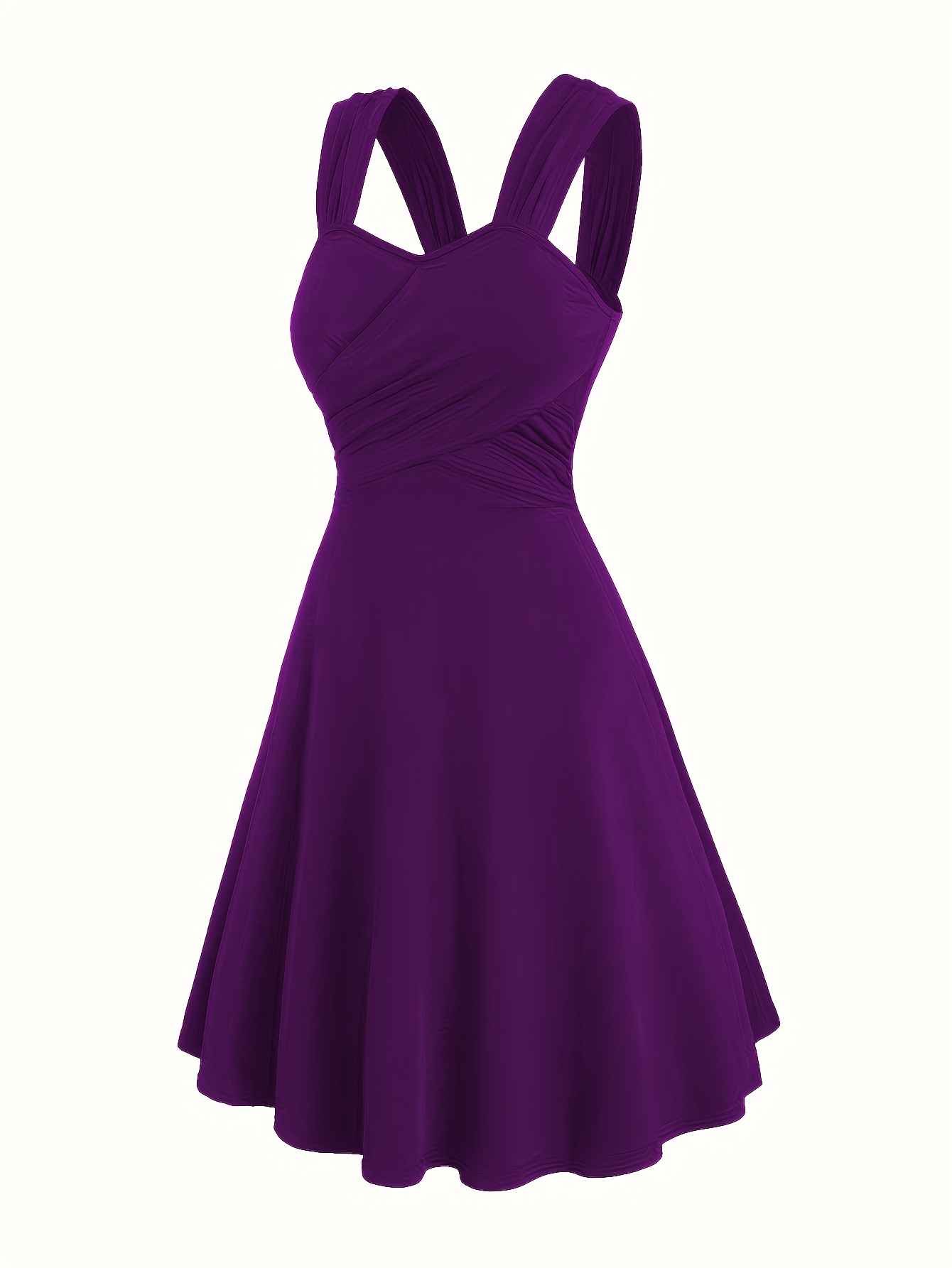 royal purple dress casual Atogsazn Womens Summer V Neck Midi Dress Dressy Casual Flowy Tummy Control Dresses A-Line Formal Sundress Dark Purple XL Fashion, Women's