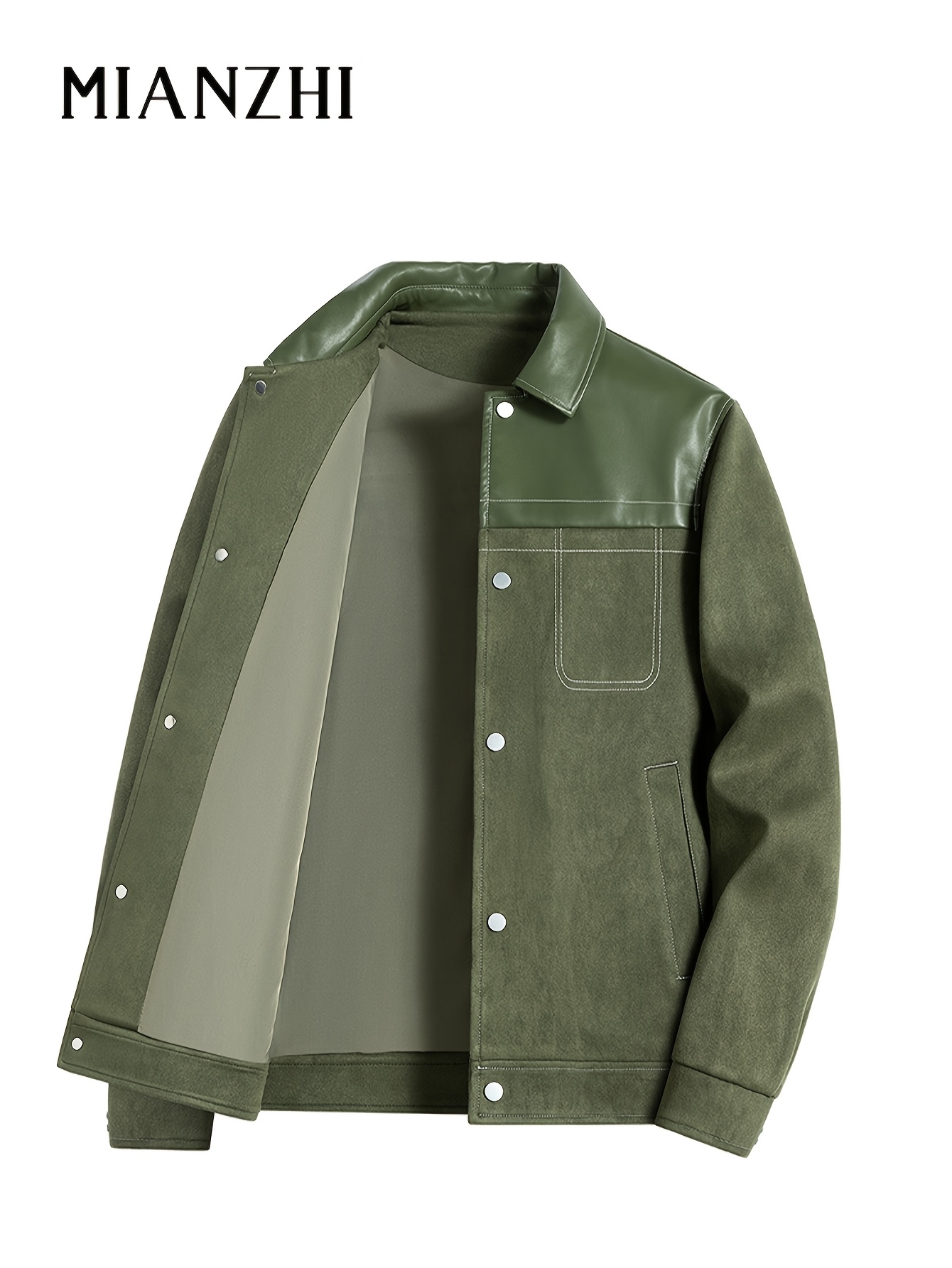 mens jacket spring and autumn   brand versatile casual top stitched     collar jacket st patricks day gift ramadan eid gift