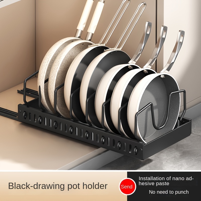 

Adjustable Pull-out Kitchen Organizer - Metal Cookware & Dish Storage Rack For Cabinets And Countertops