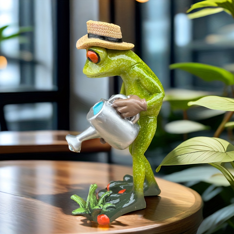 Image of 1 Resin Craft Animal Pastoral Frog Study Tv Cabinet Warehouse Statue Ornaments Work Watering Home Decoration Labor Day Gift