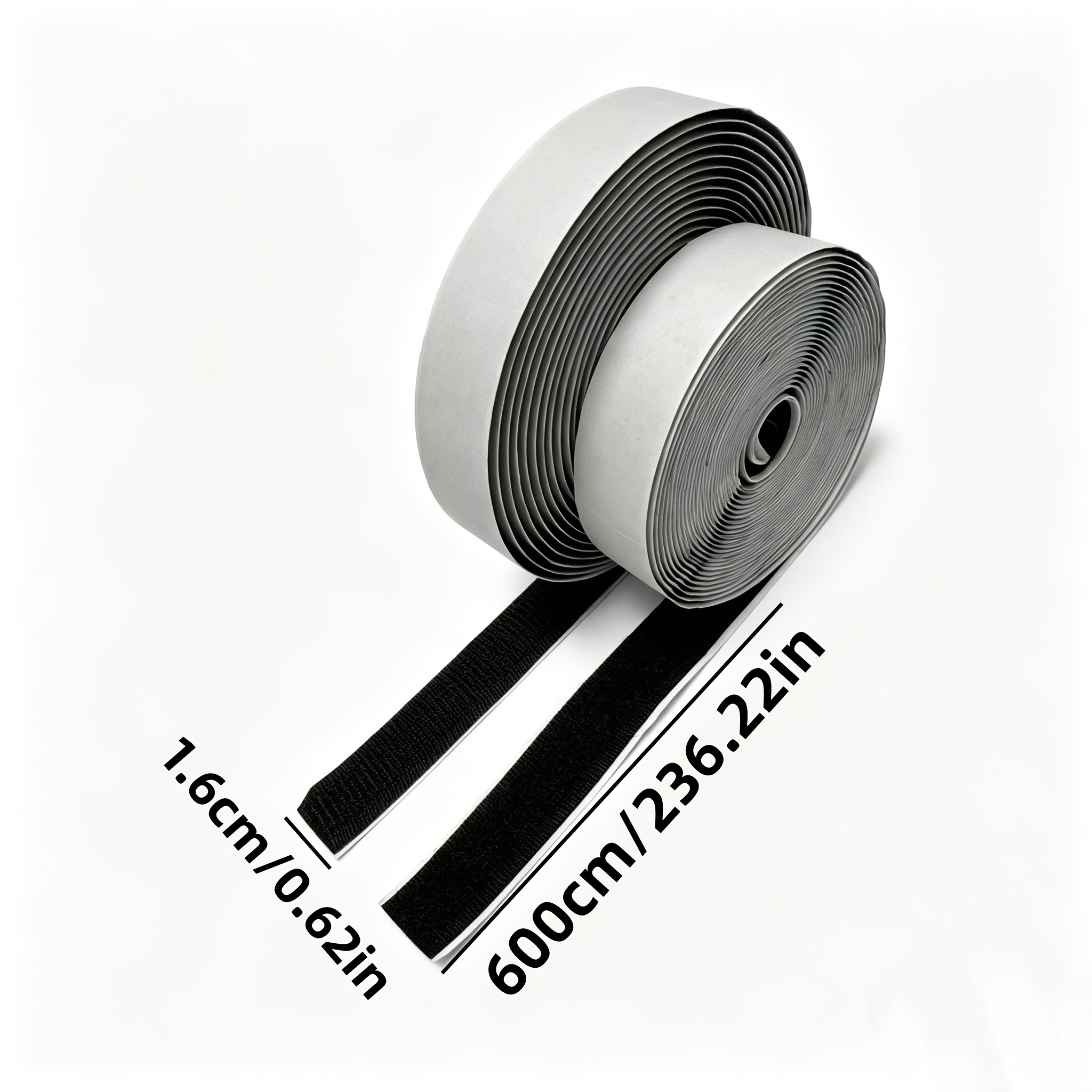 TEMU 2 Rolls Heavy-duty Self-adhesive Hook And Loop Fastener Tape, 0.62in X 236.22inch Strong Polyester Adhesive, Black - Suitable For School, Home,