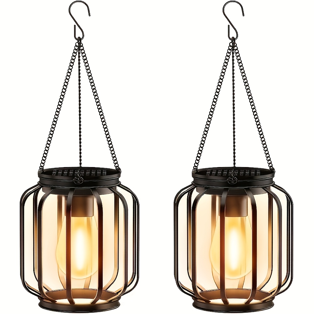 Farol Colgante Solar para Exteriores, Lámpara de Mesa, Tira de Luz Solar de Metal con Gancho, Farol Brillante y Cálido, Decoración para Exteriores, Lámpara Colgante, Decoración para Jardín, Terraza, Porche, Balcón
