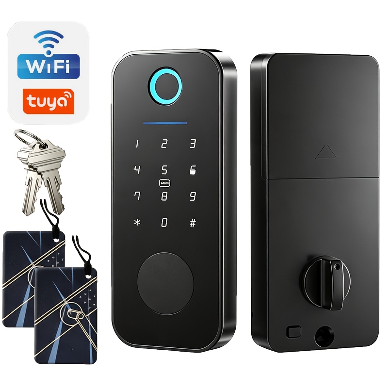 TEMU Smart Fingerprint Door Lock With Keyless Entry Suitable For & Office, 4-in-1 Unlock System (fingerprint, App, Mechanical Key), For Interior