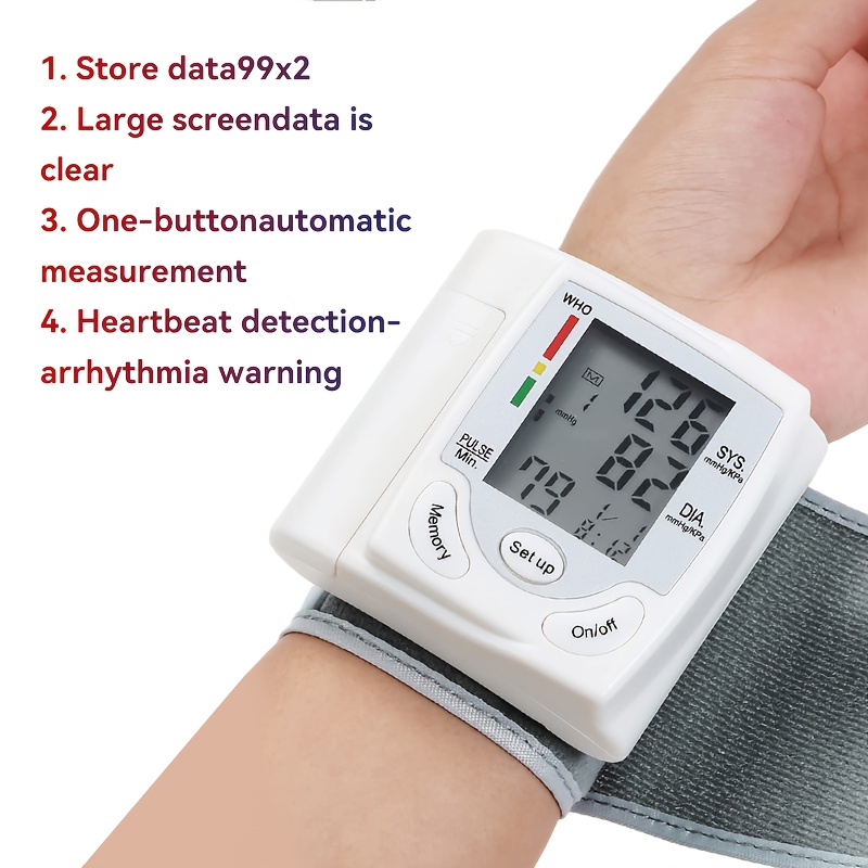 automatic wrist   with large lcd screen adjustable cuff   detection irregular heartbeat alert battery powered batteries not included safe for adults 36v or lower presidents day and start of   Product details 0