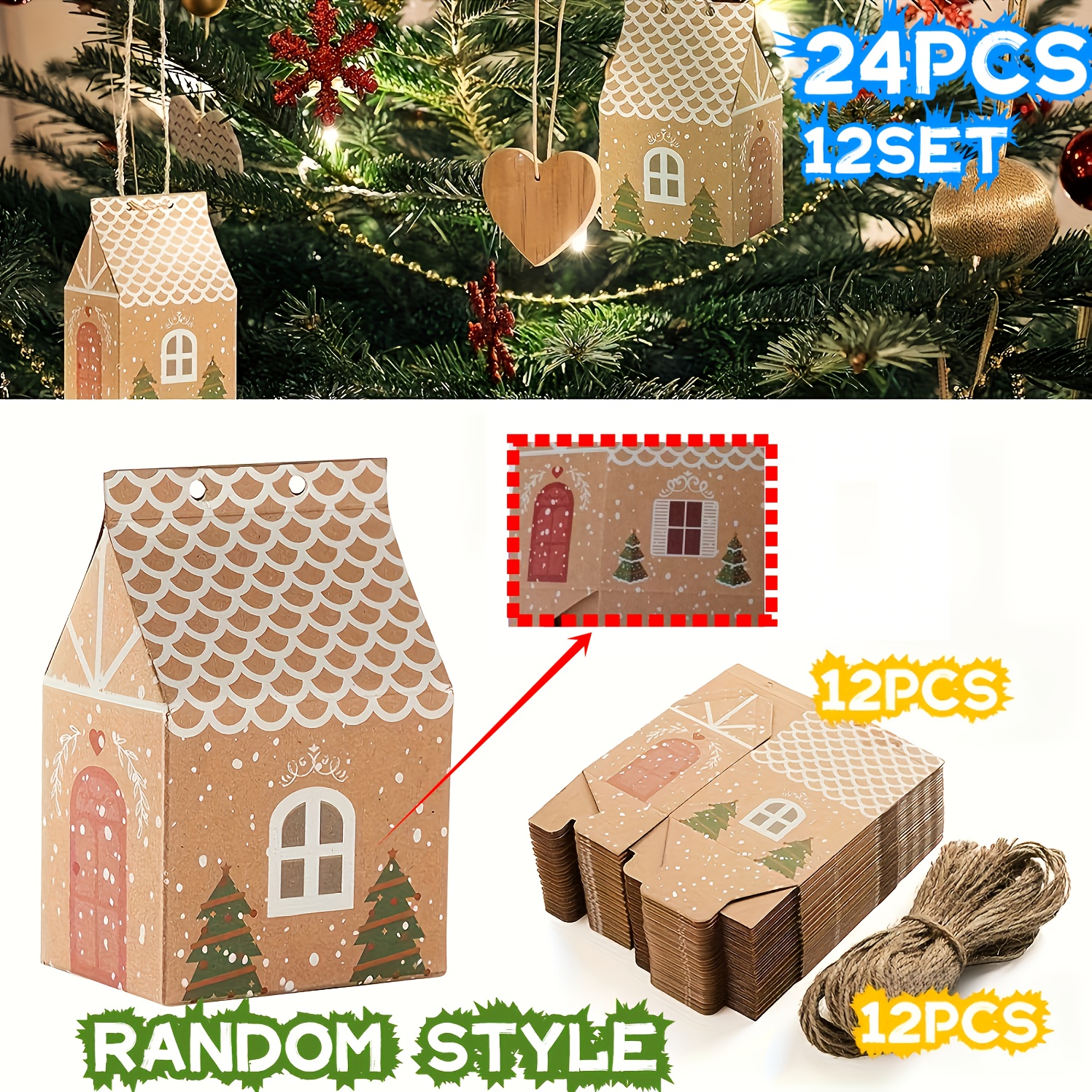 TEMU Gift For Her/him 24/72pcs Christmas Candy Box, Mini Biscuit Box Paper Gift Bag, Party Gift Decoration, Christmas Tree Decoration, Wedding Candy
