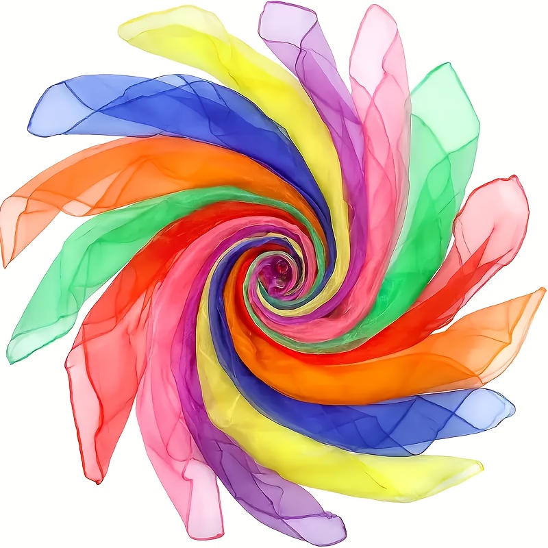5pcs vibrant rainbow square juggling scarves colorful Temu