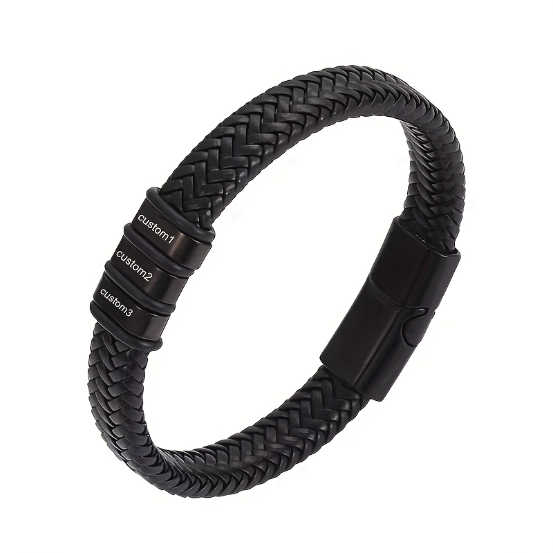 TEMU Bracelet For Women And Men, Customized Stainless Steel Bracelet, Personalized With 1-5 Customs, Gift For Gf Or Bf, Dad, Grandpa, Uncle, Husband,