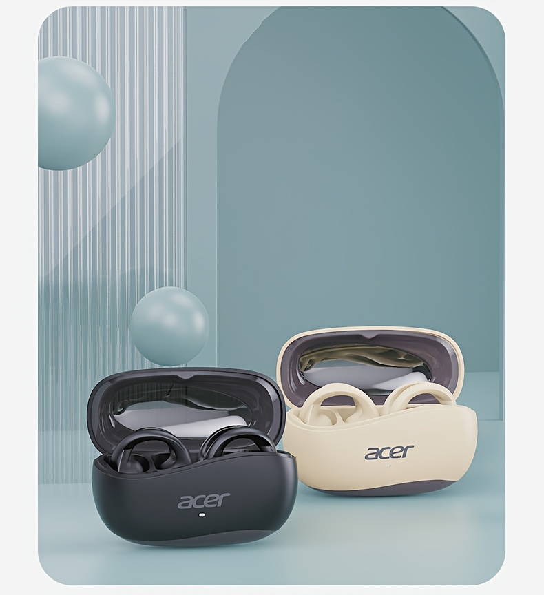 [Acer official genuine] TWS Wireless Headset Heavy Bass Stereo Sound Ultra Long Life Sport Running Clip On Ear Low Latency Gaming Mode HIFI Audio Lightweight Touch Control Design Stylish Design Long Wear No Pain Learning/Telephone/Business/Music Christmas Gift/Valentine's Gift Recommended Multi-Device Compatible Mobile Phone/Tablet/Laptop Built-in Microphone with Type-C Charging Case