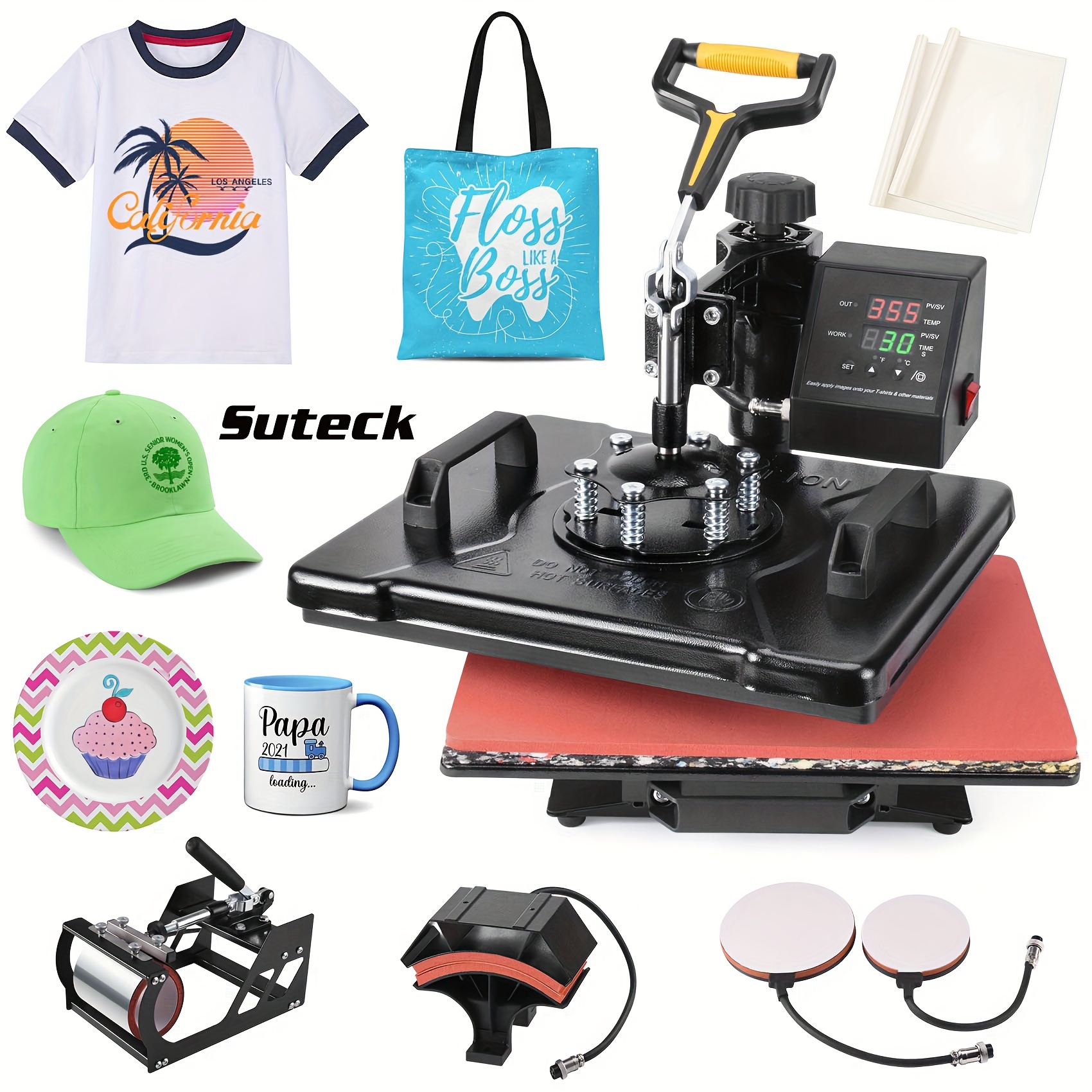 

Heat Press Machine 12x15 Inch Combo Digital Multifunctional Sublimation Heat Transfer Machine For T-shirts, Mugs, Hats, Plates, And Caps