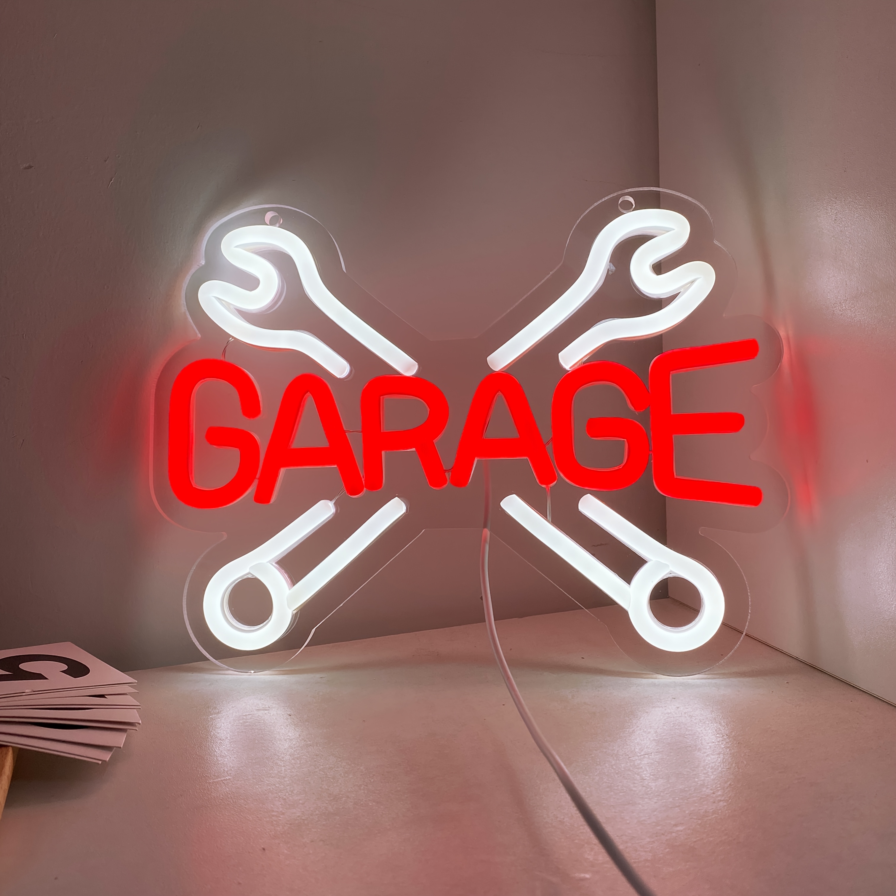 Image of Liuyang Garage Neon Sign, Led Wall Light With Adjustable Brightness, Usb-powered, Perfect For Repair Shops, , Garage, Mechanic Lounges, For Man Cave, Game Room Decor.