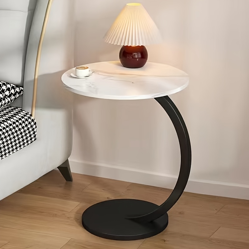 1pc modern black metal round side table multifunctional minimalist bedside table for bedroom and living room no   details 1