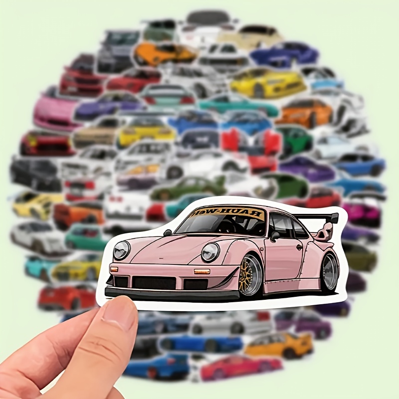 

100pcs Vibrant Supercar & Racing Graffiti Stickers - Pvc, Self-adhesive Decals For Laptops, Water Bottles, Helmets & More - Auto Designs For Motorcycle, Guitar, Luggage - Ideal Holiday & Gifts