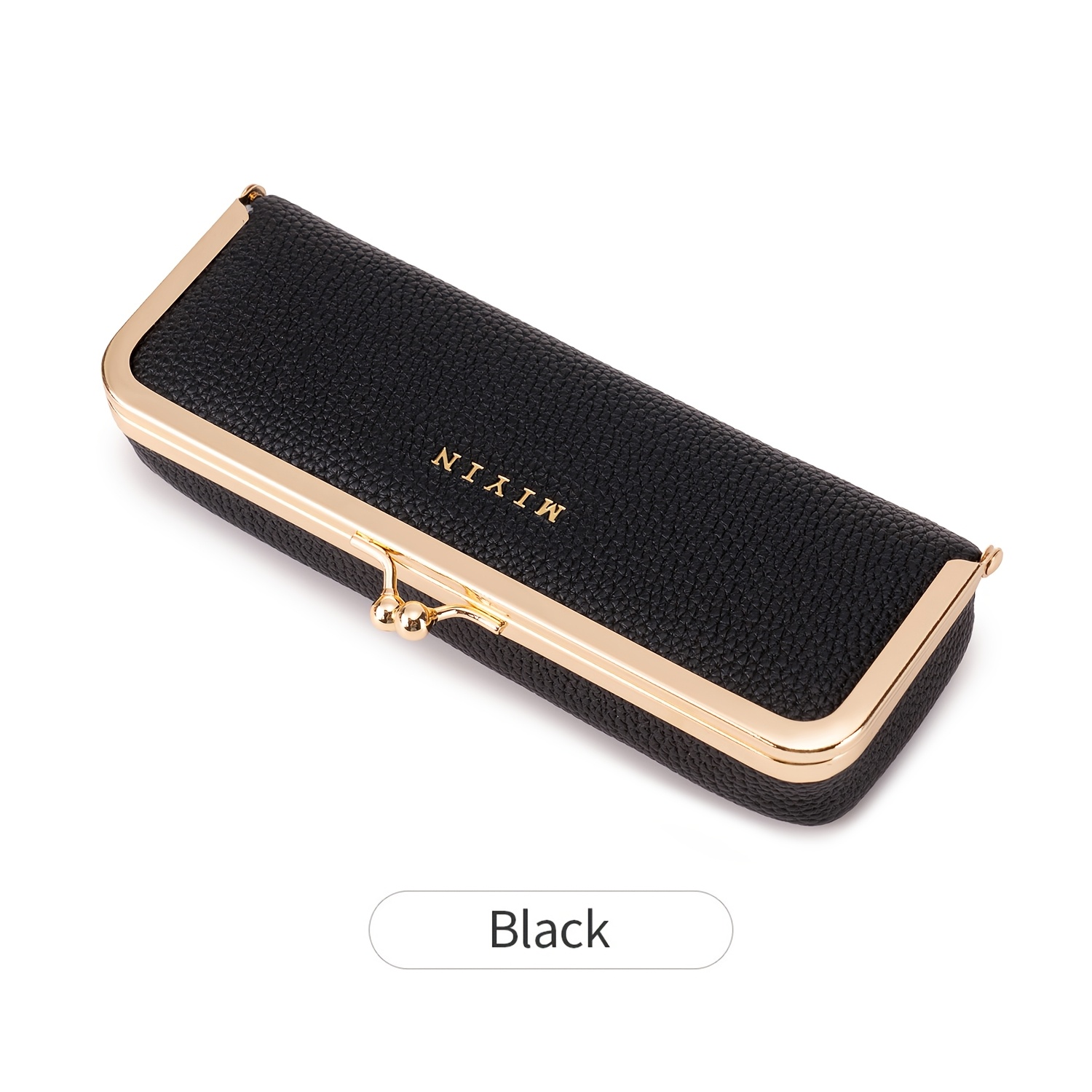 TEMU Billetera con Cierre de Llave para Mujer en Color Sólido, Estuche de Bolígrafo Dorado de Moda, Estuche Multiusos para Gafas, Labial, Joyas, ,