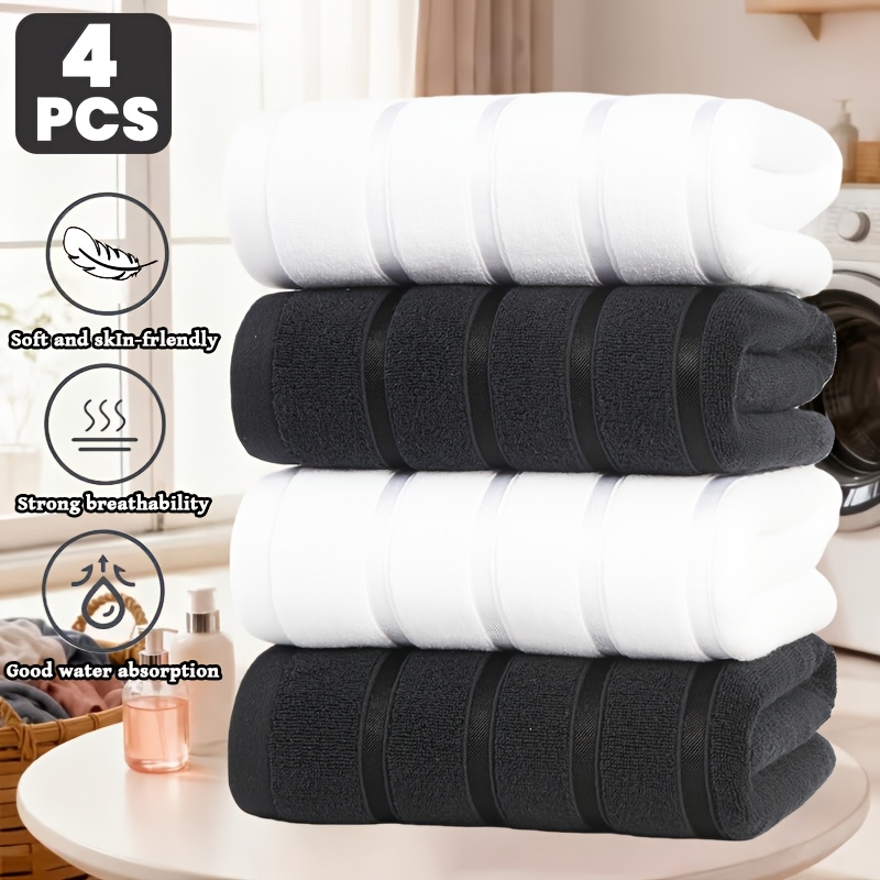 4 vnt. 100 % medvilnės juosteliniai vonios rankšluosčiai, 70*140 cm/27,5*55,1 col., 400 gsm, greitai džiūstantys, itin sugeriantys, minkšti vonios rankšluosčiai, daugiafunkciniai stačiakampiai rankšluosčiai, galimi įvairių spalvų, tinkami namų naudojimui ir vonios kambario dekoravimui