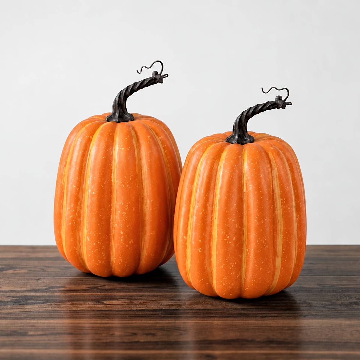TEMU 2pcs Orange Artificial Pumpkins, Warm Fall Pumpkins For Thanksgiving , Living Room Entryway Patio Doorway Step Balcony Garden