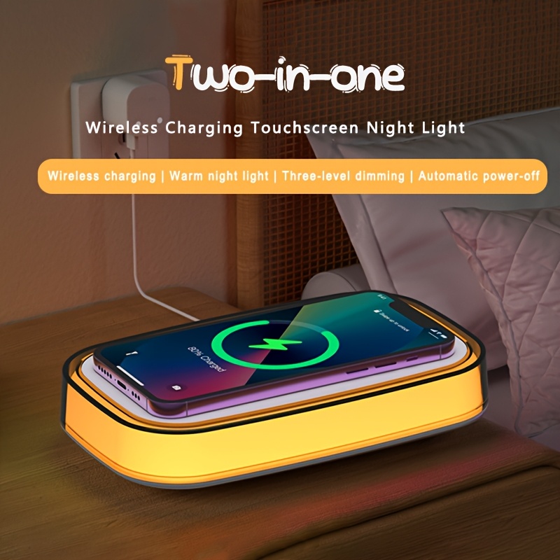 A 15W Wireless Charger with Ambient Touch Dimming, a Multifunctional Fast Charging Station Suitable for Huawei And Apple Devices, Wireless Charging for Headphones, Desktop Lighting, Essential for Professionals in Offices And Bedrooms