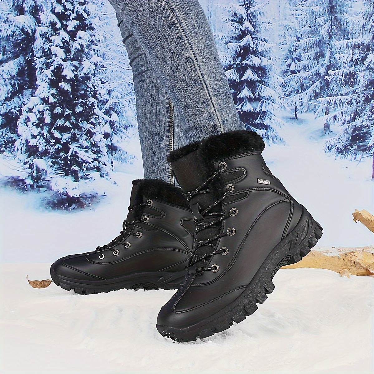 Women's Fashion Snow Boots, Thickened High-Top Hiking Boots, Casual Sports  Shoes, Winter Warm Plush Lined Outdoor Footwear