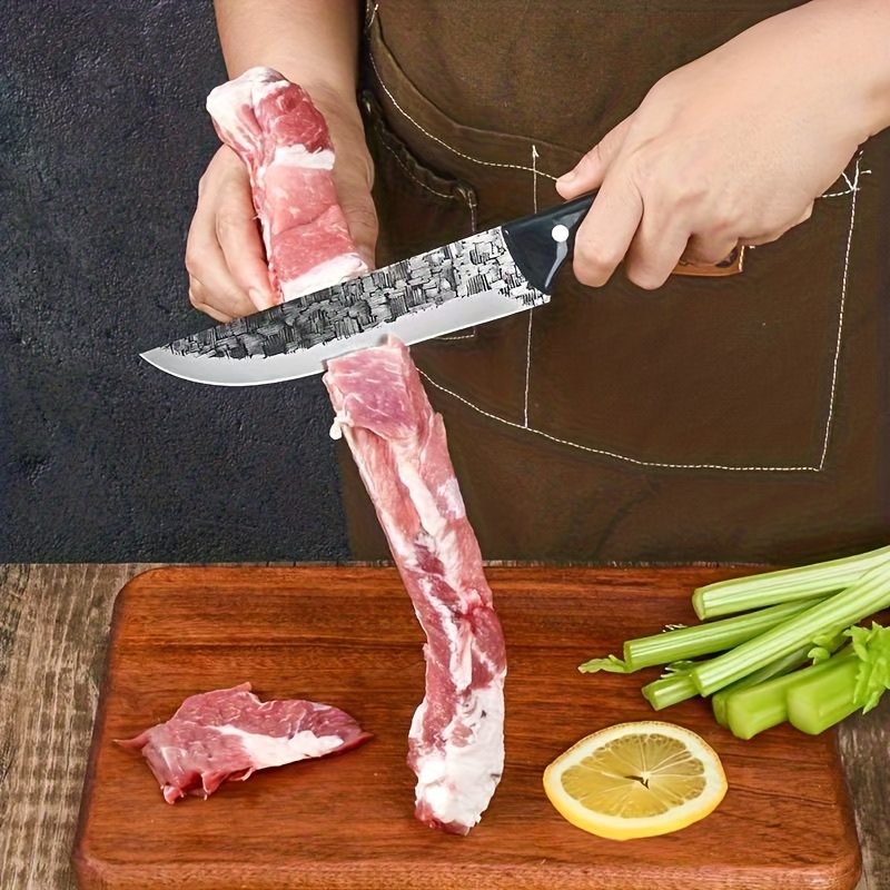 3pcs Professional Butcher Knife- Hand-Forged Stainless Steel Boning Knife Kitchen Hand-Forged Fish Fillet Knife BBQ Tool Professional Chef Kitchen Knife, Multi-Purpose Kitchen Carving Knife, Suitable for Meat Cutting- Father's Day Gift