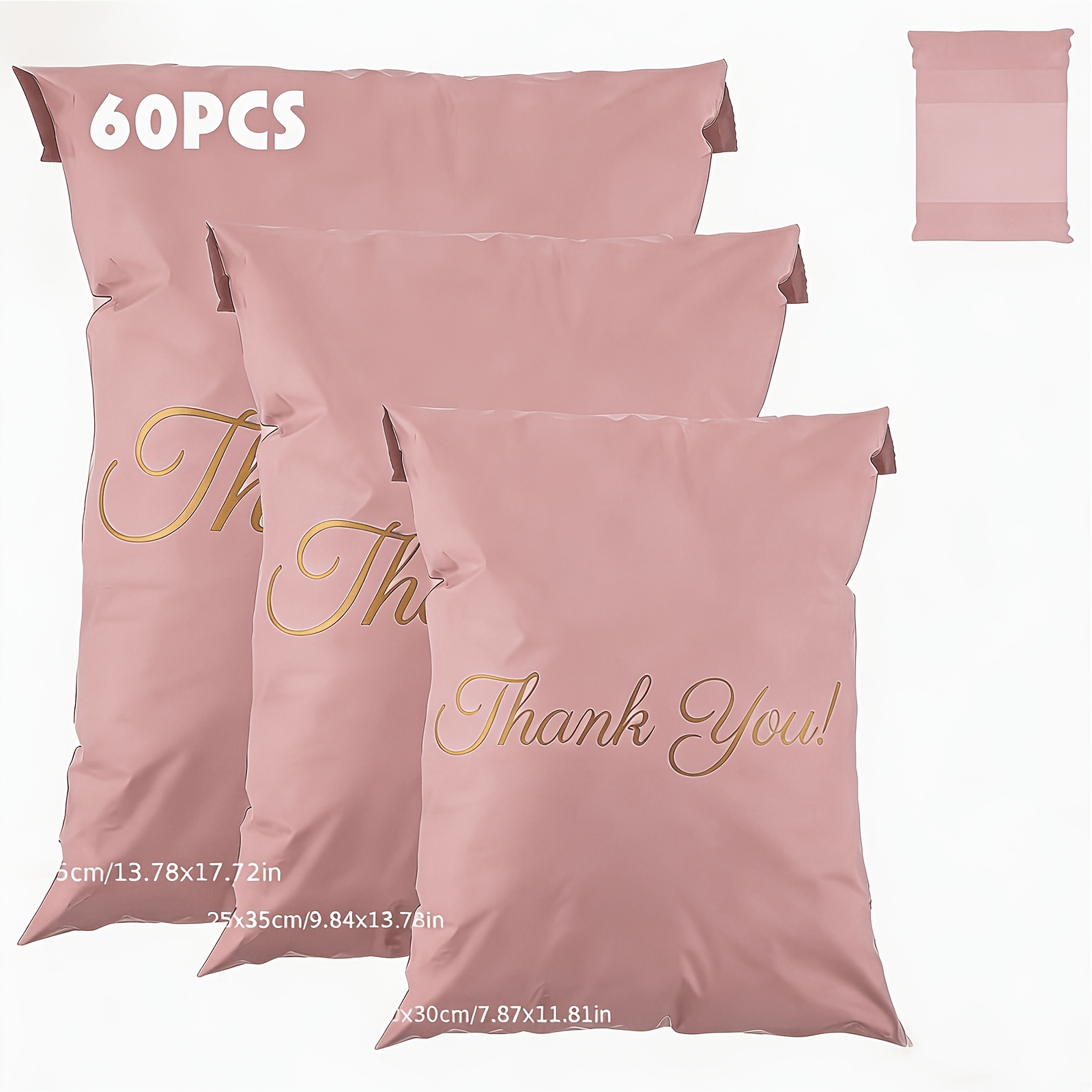 TEMU 60er-Packung Pinke Versandtaschen, 3 Größen Poly Mailer für Kleidung, Pakete, Dokumente, Verpackungsbeutel mit Selbstklebendem Verschluss