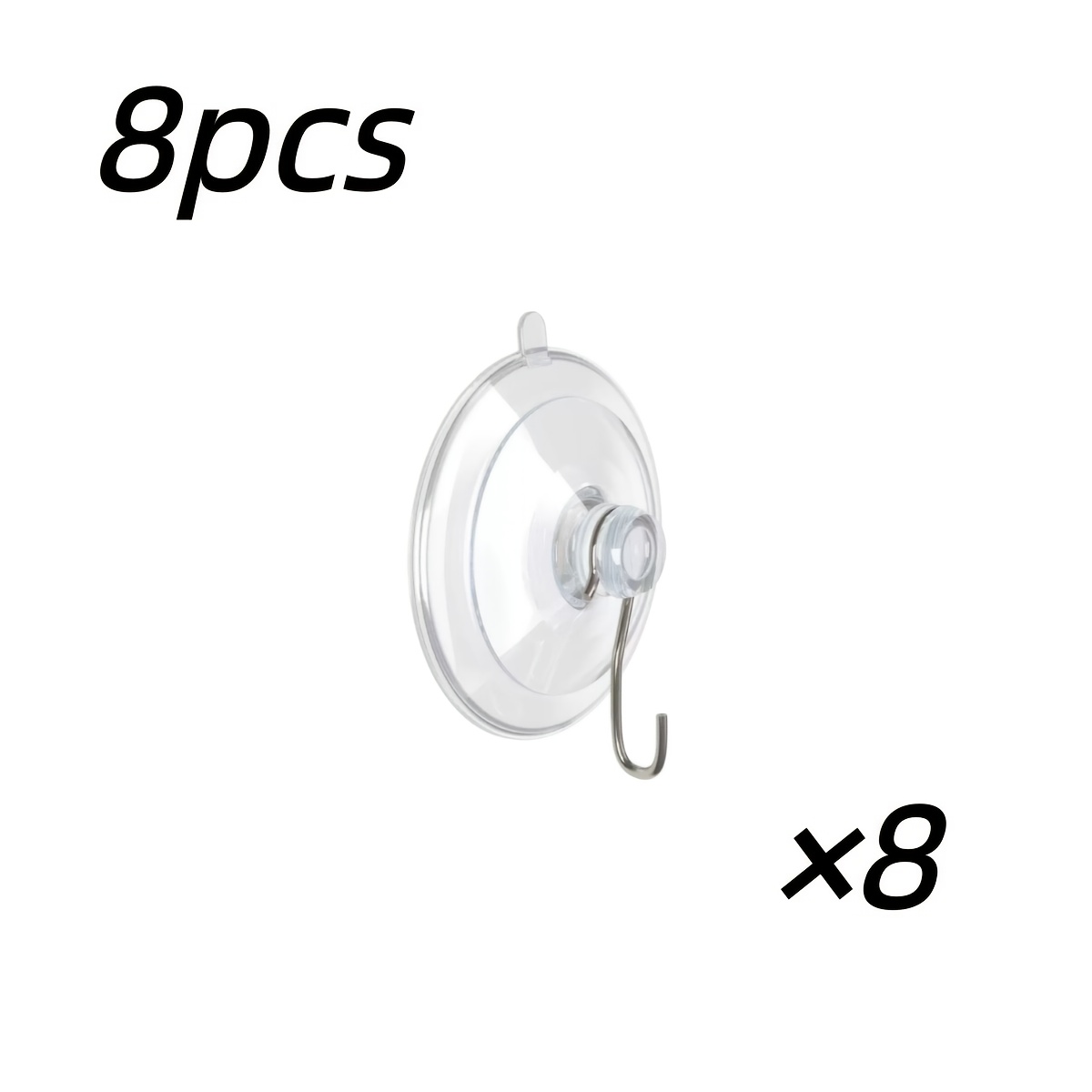 TEMU 8pcs Suction Cup Hooks Transparent Suction Cup Hooks Large Suction Cups Hole-free Reusable Residue-free Reusable And Removable Stainless Steel