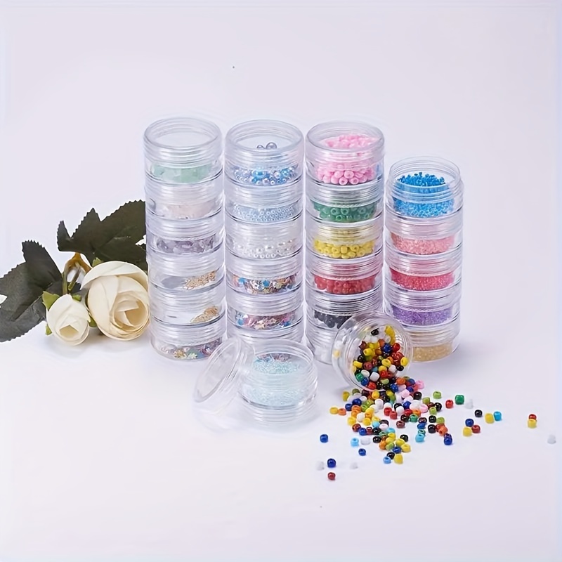 5-layer Stackable Cylinder Bead Organizer With Screw Lid, White