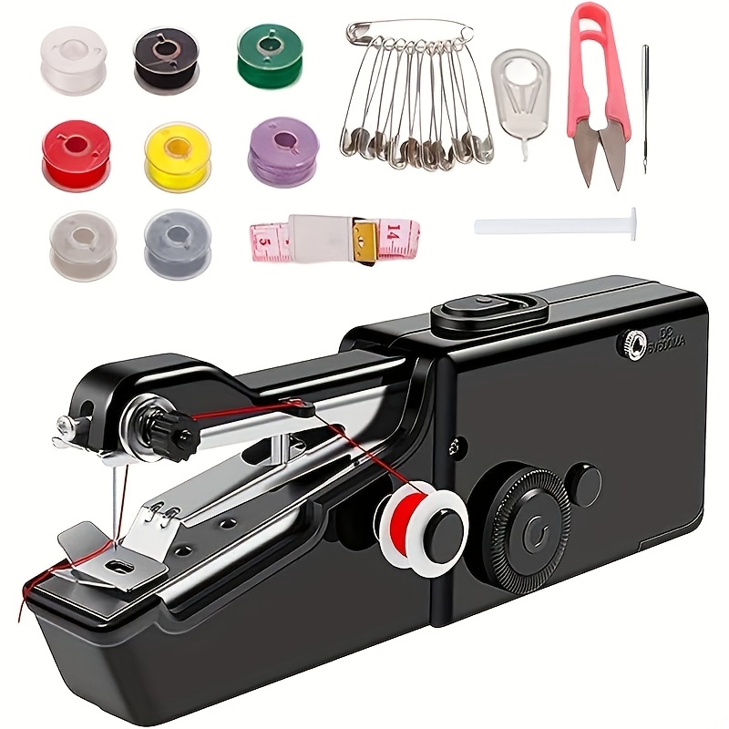 TEMU Portable Cordless Mini Sewing Machine With Accessory Kit - Easy-to-use, Lightweight Handheld Design For Beginners - Ideal For Quick Repairs &
