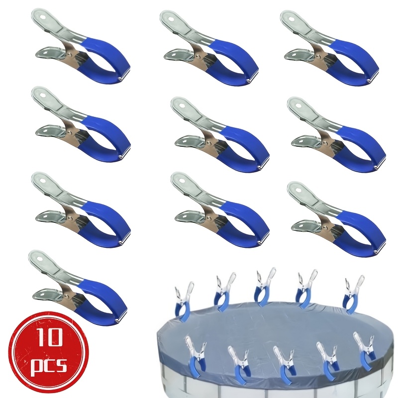 10pcs Set Of Pool Cover Clips, Windproof And Durable Pool Cover Clips, Suitable For Above-ground And Below-ground Pools, Fixing Pool Covers, Used For Drying Clothes, Bedding And Clips