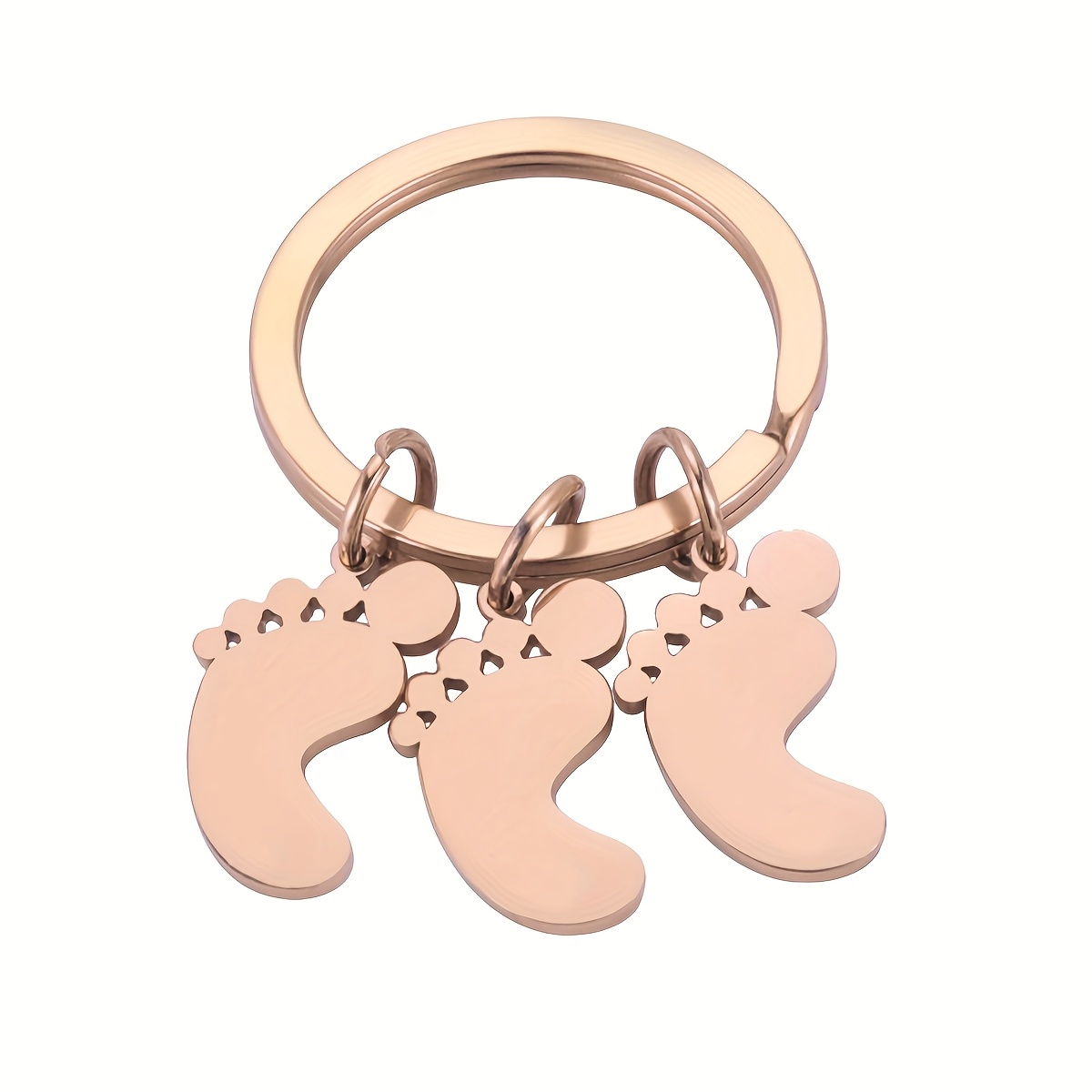 TEMU 1 Personalized Keychain, Customized With 1-5 Names, Letters, Numbers, And Paw Print Pendants. Stainless Steel Golden, Silvery, And Rose Golden