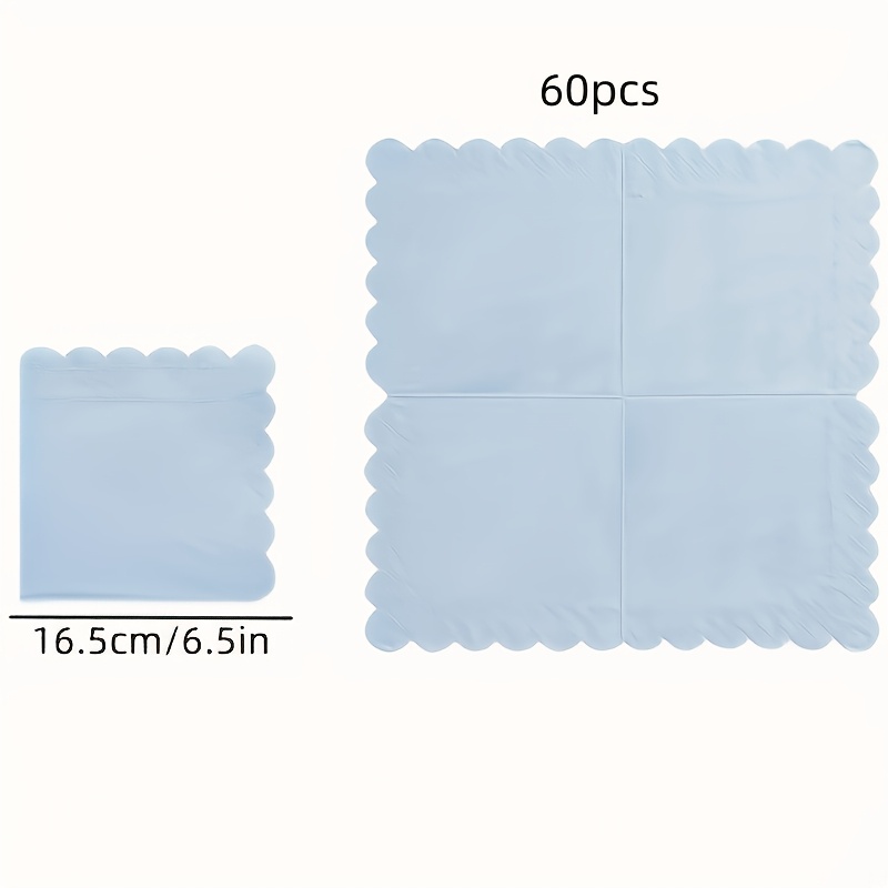 TEMU (20/40/60er Sets) 2-lagige hellblaue faltbare Cocktail Servietten, 6,5*6,5 Zoll, Einweg, geeignet für Dinnerpartys, Hochzeiten und Partys. Blaue