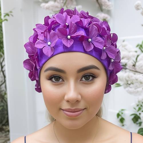 three dimensional flower womens swim cap handmade swim cap for pool gym and underwater swimming non waterproof cap