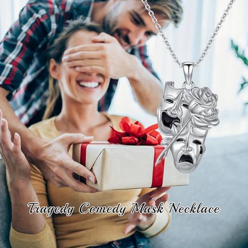 item picture for artistic mysterious comedy face mask alloy pendant necklace drama themed jewelry ideal for daily wear for art special occasions perfect gift for art enthusiasts on birthdays anniversaries