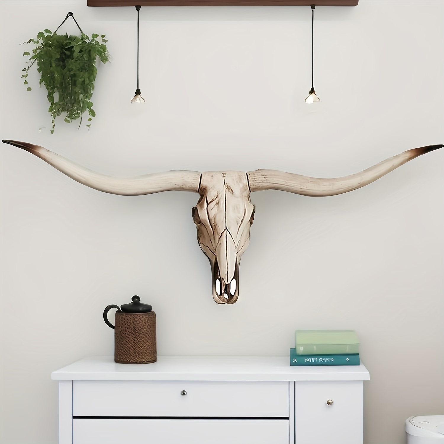 

Cow Wall Decor, Long Horn Cow Wall Hanging, Faux Longhorn Faux Taxidermy Head Wall Decor Handmade Simulation Large Head Farmhouse Decor Wall